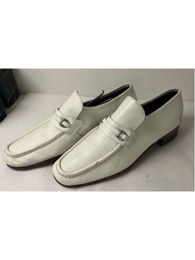 Vintage White Leather Horse bit Loafers Mens Size 10 C AP Foot Mark Slip on Shoe